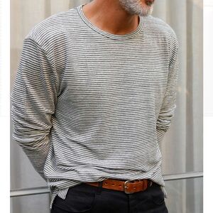 Alex Crane Linen Long Sleeve Tee - Striped